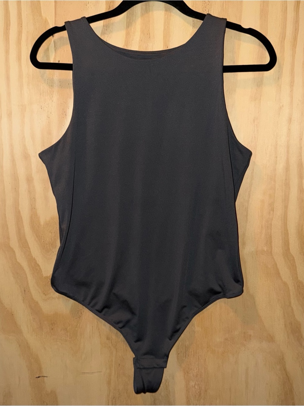 Alfani Intimate Large Polyester/Spandex High Neck Thong Bodysuit Gray EUC